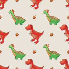 Cute funny dinosaur pattern. Print for cloth design, textile, wrapping paper