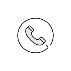 Phone icon handset in a circle. High quality coloured vector illustration..