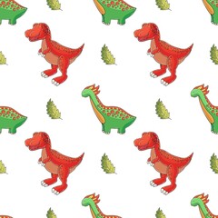 Cute funny dinosaur pattern. Print for cloth design, textile, wrapping paper