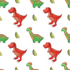 Cute funny dinosaur pattern. Print for cloth design, textile, wrapping paper