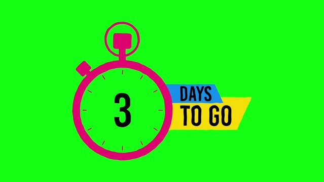 3 Days Left Countdown Animated Cartoon Effect Banner on Green Background