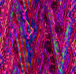 Digital leopard illustration background collage work, mixed color camouflage and motif designs, beautiful patterns for fabric, pillow, dress print
