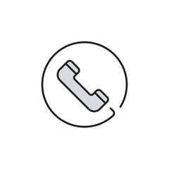 Handset phone in circle icon. High quality coloured vector illustration..