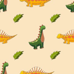 Cute funny dinosaur pattern. Print for cloth design, textile, wrapping paper