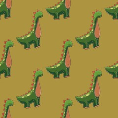 Cute funny dinosaur pattern. Print for cloth design, textile, wrapping paper © bubushonok