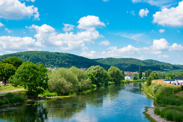 Fototapeta na wymiar River Werra in Witzenhausen Germany. natural landscape.