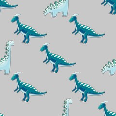 Cute funny dinosaur pattern. Print for cloth design, textile, wrapping paper