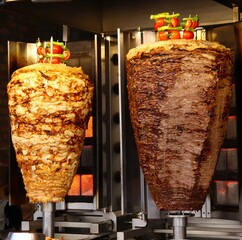  Street cafe for cooking meat doners, meat on a spit