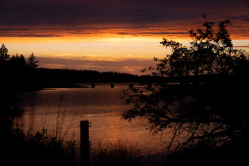 Obraz premium Sunset from Frazer Point, Schoodic Peninsula, Acadia National Park