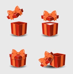 Gift box set with ribbon bow isolated on  background.
 Realistic vector icon for present,
 birthday or wedding banners