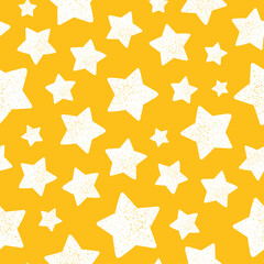 Yellow seamless pattern with white stars.