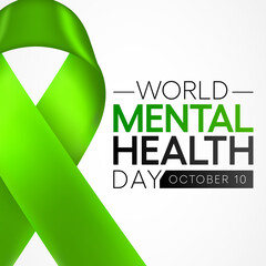 World Mental Health day is observed every year on October 10, A mental illness is a health problem that significantly affects how a person feels, thinks, behaves, and interacts with other people. - obrazy, fototapety, plakaty