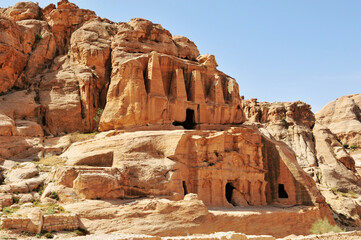 Ruins of ancient temples in Petra, Jordan