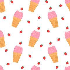 Seamless pattern ice cream vector illustration