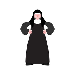 Angry nun. Evil holy sister. Vector illustration