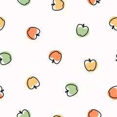 Seamless pattern with colorful hand drawn apples