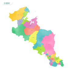Fototapeta premium 水彩風の地図 京都府