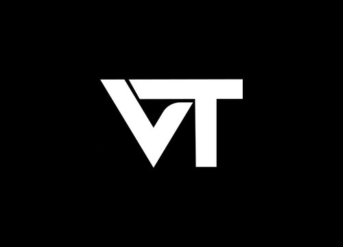 VT V T Letter Logo Design in White Colors. Creative Modern Letters Vector Icon Logo Illustration.