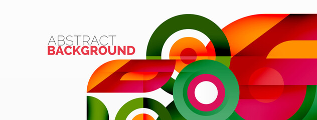 Obraz premium Abstract round shapes background. Minimalist decoration. Geometric background with circles and rings