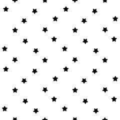 Seamless pattern with simple doodle stars silhouettes on white background