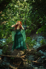 A series of photographs of a forest nymph a rouier with cold water