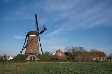 Landscape with Windmill. Zeeland, the Netherlands.