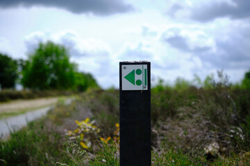 Mountainbike path with mountainbike sign in The Netherlands