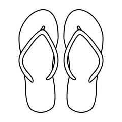 Flip flip vector illustration. Linear sandals isolated on white background. Flat vector summer shoes.