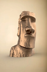 Fototapeta na wymiar Moai Statue Isolated. Brown metallic Moai statue.3D rendering