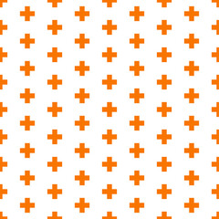 White seamless pattern with orange crosses.