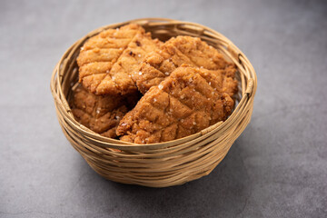Thekua is an Indian sweet dish.popular in uttarpradesh, bihar and jharkhand.offering for the chhat festival.