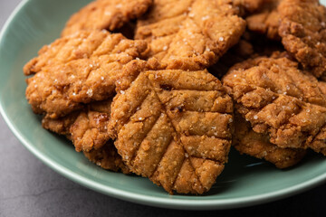 Thekua is an Indian sweet dish.popular in uttarpradesh, bihar and jharkhand.offering for the chhat festival.