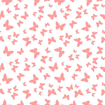 Seamless pattern with pink butterflies.
