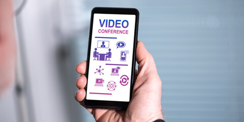 Video conference concept on a smartphone