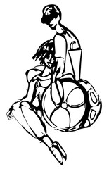 a man in wheelchair and a woman