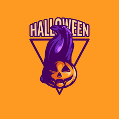Raven Halloween Character Logo