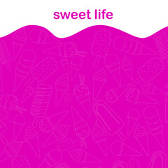 Ice cream doodle set. Collection of hand drawn sketches templates patterns of sundae balls and waffle cone or junk food on transparent background. Unhealthy nutrition or summer meal illustration.