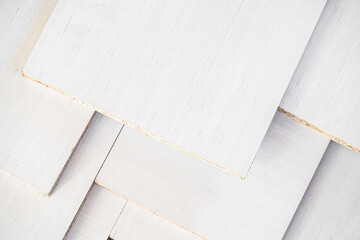 White melamine stack in kitchen furniture factory