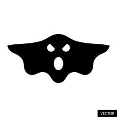 Scary ghost silhouette vector icon for website, app, UI, isolated on white background. Vector illustration.