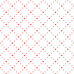 Red tiny hearts with dots seamless pattern.
