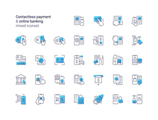 Contactless payment & online banking gradient mixed iconset