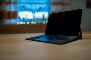 Tablet PC for Homeoffice on a Wooden Desk in Bavaria Germany