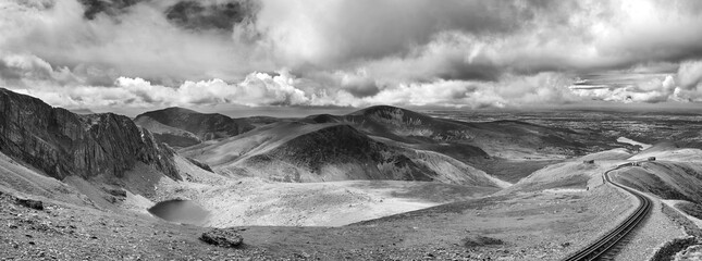Snowdonia panorama in Black and White