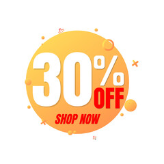 30% off, special offer, shop now. 3D orange bubble design. Super discount online coupon. vector illustration, Thirty 