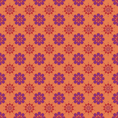 Seamless Abstract Floral Pattern in Shades of Orange and Purple