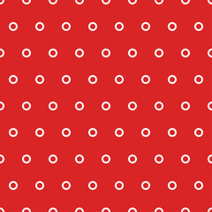 White tiny rings seamless pattern with red background.