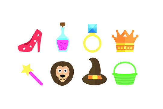 Wizard Of Oz Icons Design Vector Flat Illustration