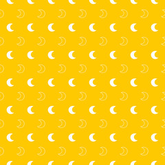 Yellow seamless pattern with white moon.