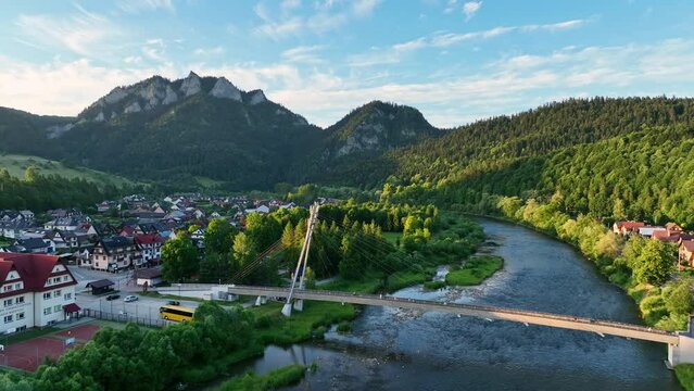 Aerial view of Trzy Korony mountain in Pieniny, Poland
