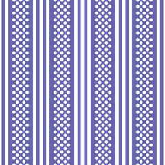 Very peri color seamless pattern with white vertical lines and dots.